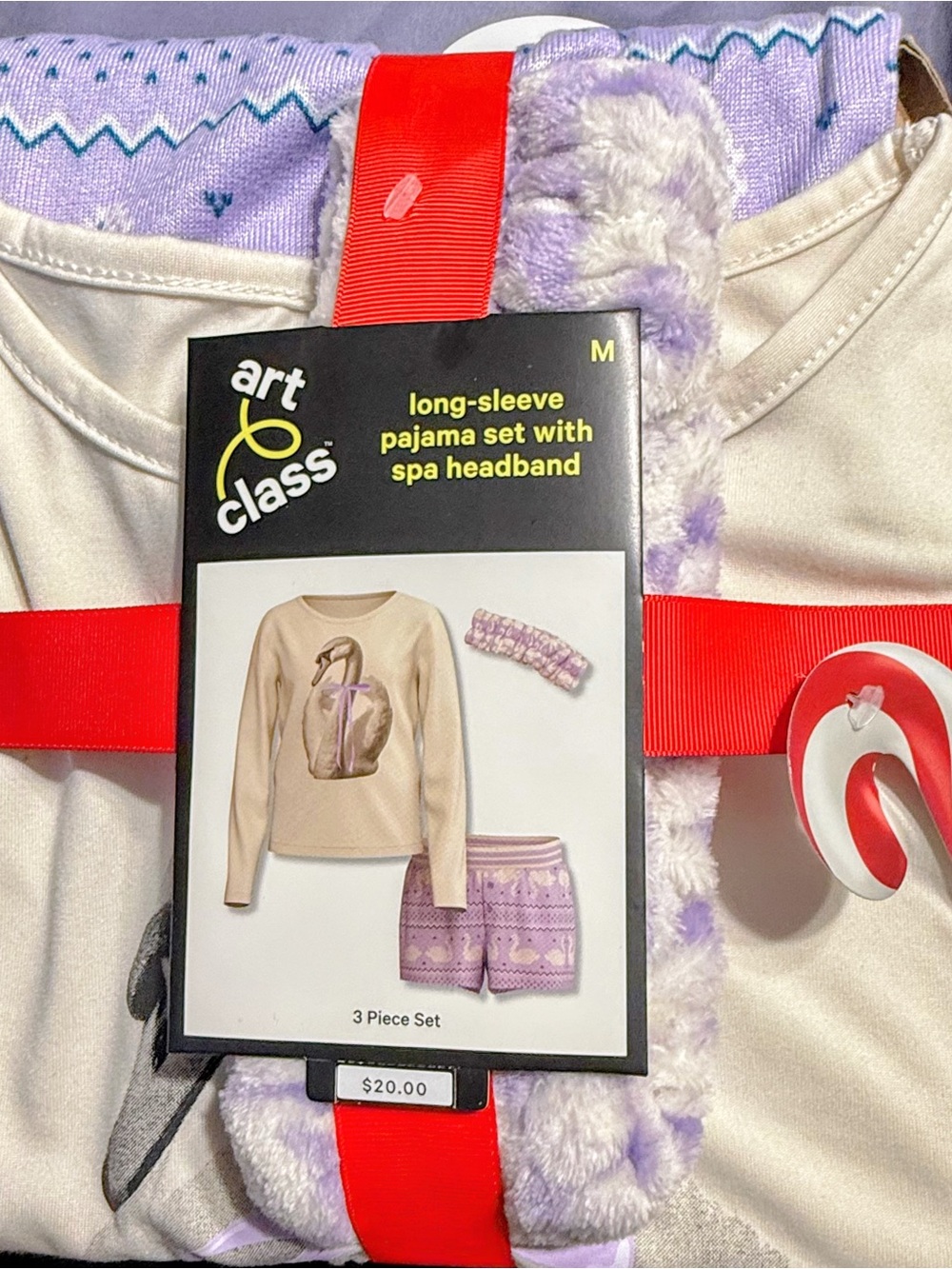 art class Cream & Lavender Long-Sleeve Pajama Set with Spa Headband